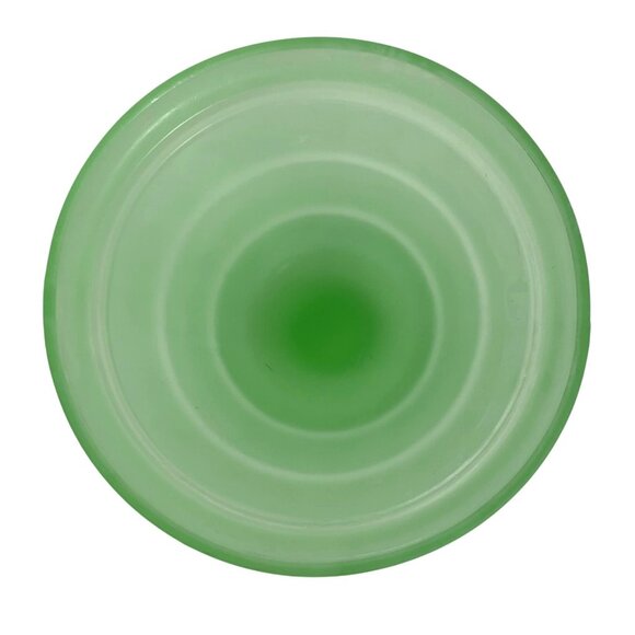 VTG Uranium Glass Covered Pedestal Candy/Trinket Dish Ribbed Base w/ Lid Glows - Picture 3 of 8